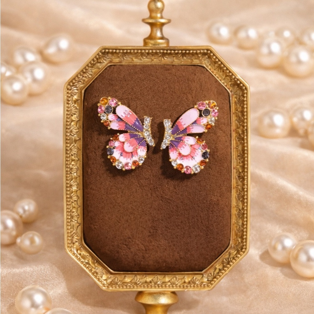 Vintage Couture Butterfly Jewel Earrings
